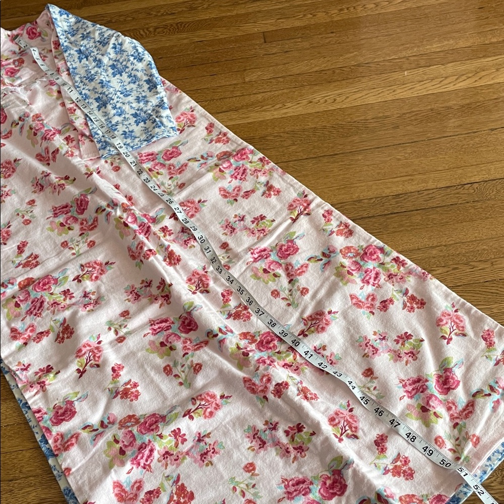 New Amanda Paige long 100% Cotton nightgown blue rose flowers womens small - Picture 5 of 6